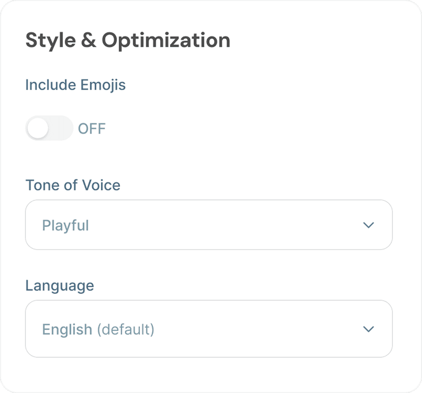 Customize tone, length, and style